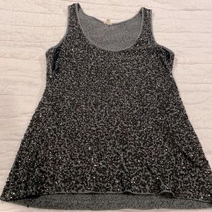 JCrew Black XS Sequined Black Tank Top